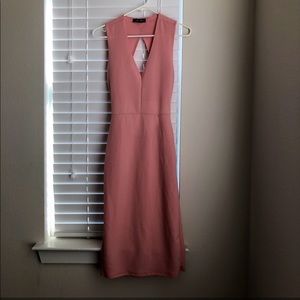 Pink, open-back long dress